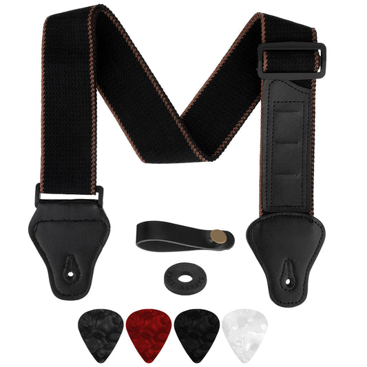 Acoustic Guitar Strap Guitar Shoulder Strap Bass Guitar Straps with Guitar Strap Locks for Bass Electric Acoustic Guitars Cotton Linen