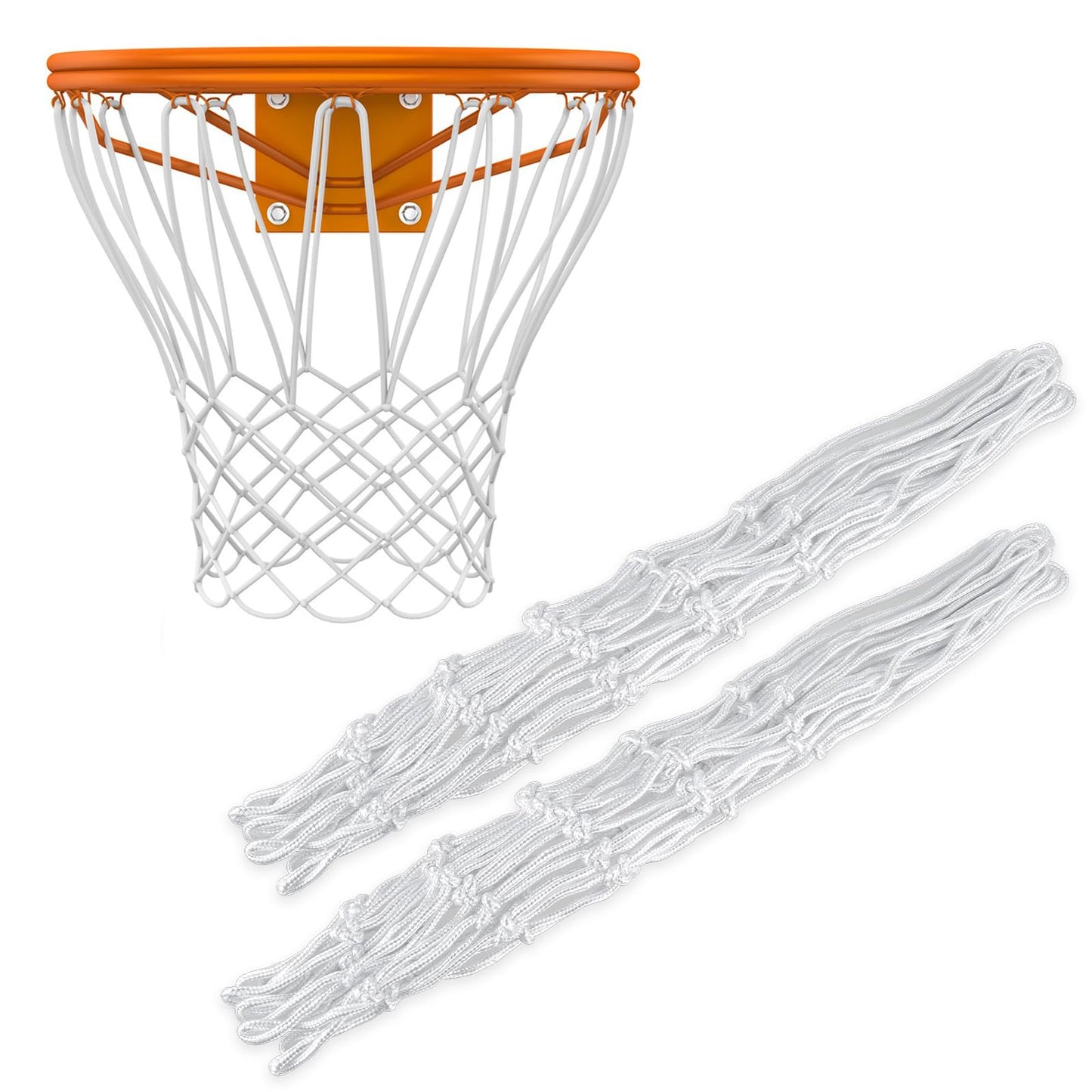 Yolev 2 Heavy Duty Basketball Net Nylon Basketball Net Standard 12 Basketball Hoop Net for Indoors and Outdoors