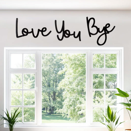 Love You Bye Wood Sign Wall Decor Black Modern Home Decor Express Love and Warm for Your Family Lovers Hallway Entryway Wall Art Decor