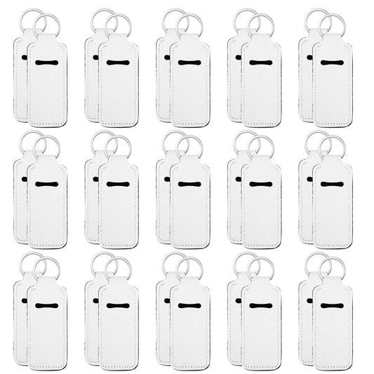 Telooco 30 PCS Sublimation Chapstick Keychain Holder Blanks Bulk Neoprene Lip Balm Holder Neoprene Clip-on Sleeve Sublimation Lipstick Protective Cases for Women DIY Ornament Crafts Supplies