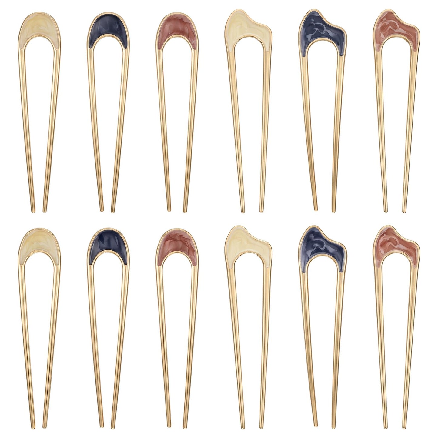 12Pcs U Pins for Hair Bun, Metal French Twist Hair Pin for Women