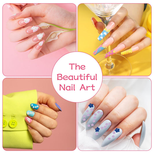 Flower Nail Charms Colorful 3D Nail Flowers Nail Art Charms with Metal Caviar Beads Nail Charms Y2k Cute Nail Charms for DIY Nail Decorations Nail Art Supplies （3 Boxes Nail Charms with Tweezers ）