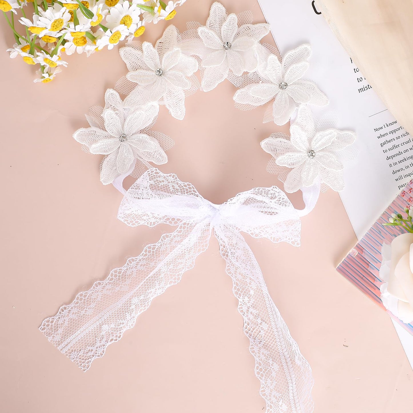 Flower Baby Headband Cute Baby Headbands Soft Lace Newborn Headbands Elastic White Flower Girl Hair Accessories for Baby Girls