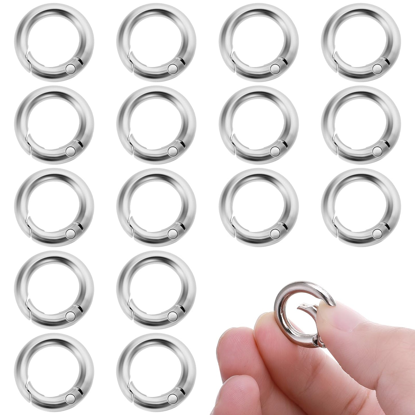 Lusofie 16 Pcs O Ring Clip Spring O Ring Clasp Round Mini Carabiner for Bag Purse Handbag Strap Craft Jewelry Making