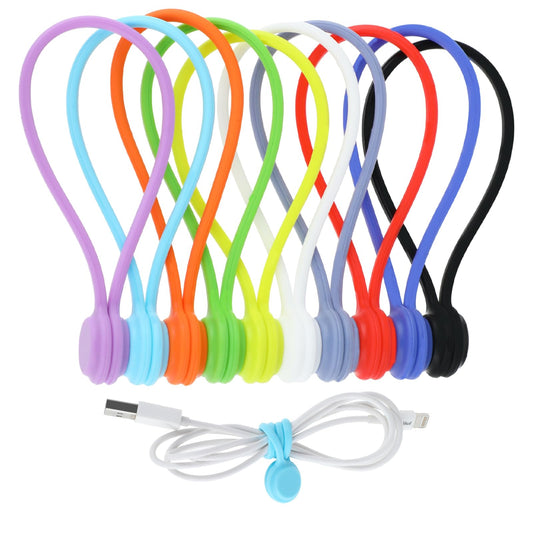 Lusofie 10 PCS Magnetic Cable Ties Reusable Silicone Magnetic Cord Ties Cable Organizer for Organizing, Bookmark Whiteboard Fridge Magnets