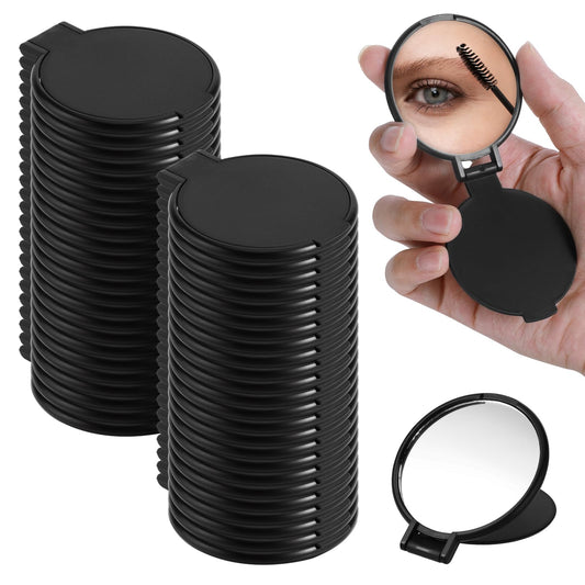 Telooco 50 Pcs Round Compact Mirror for Purse Mini Folding Mirror Portable Pocket Mirror Makeup Small Mirror Vintage Portable Travel Makeup Mirror for Women Daily Use
