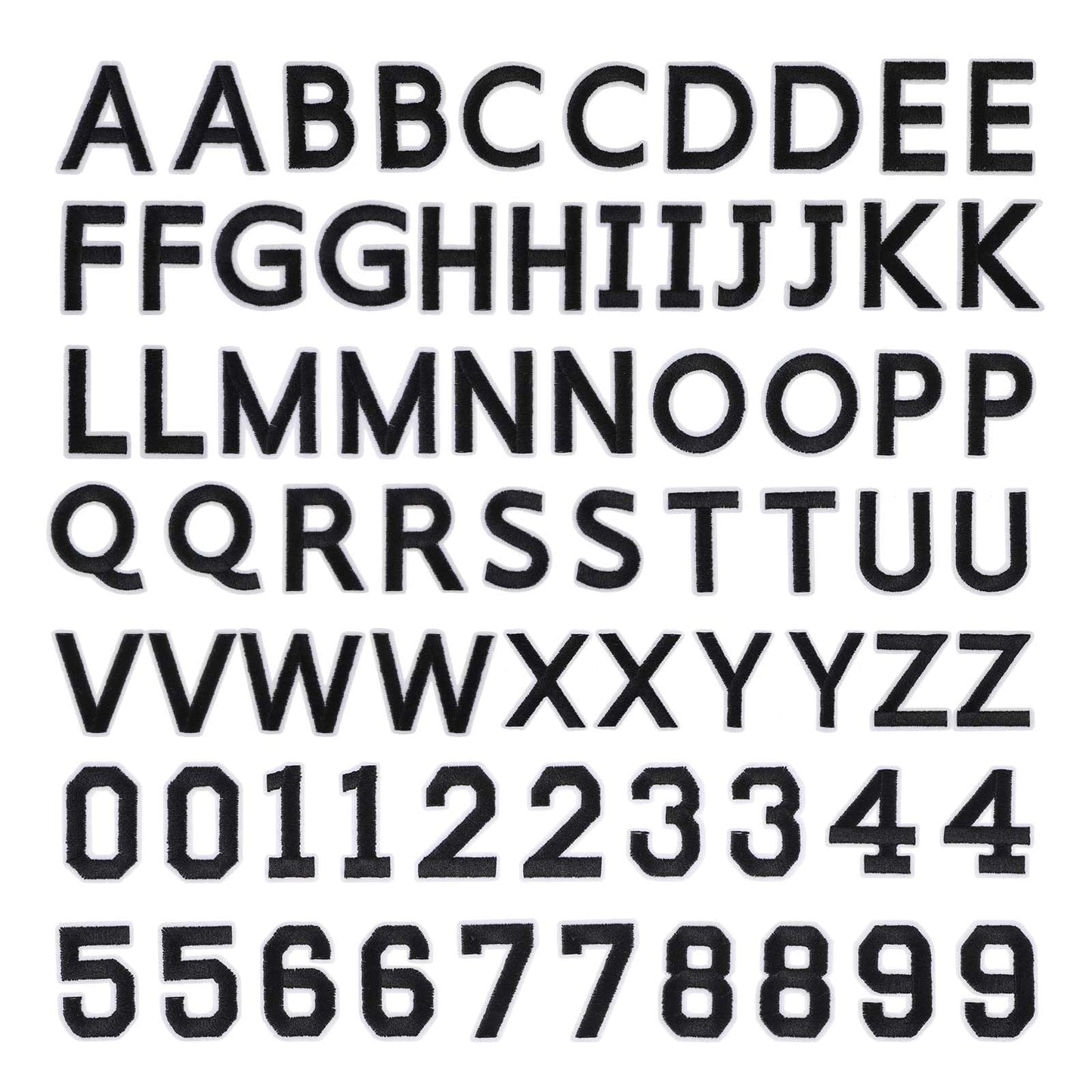 72Pcs Iron On Letters and Numbers Patchs with Ironed Adhesive,Embroidered Iron on Patches A-Z, Numbers 0-9 Applique for Clothes White Iron on Letters for Clothes, Jeans, Jackets, Bags, DIY(Black)