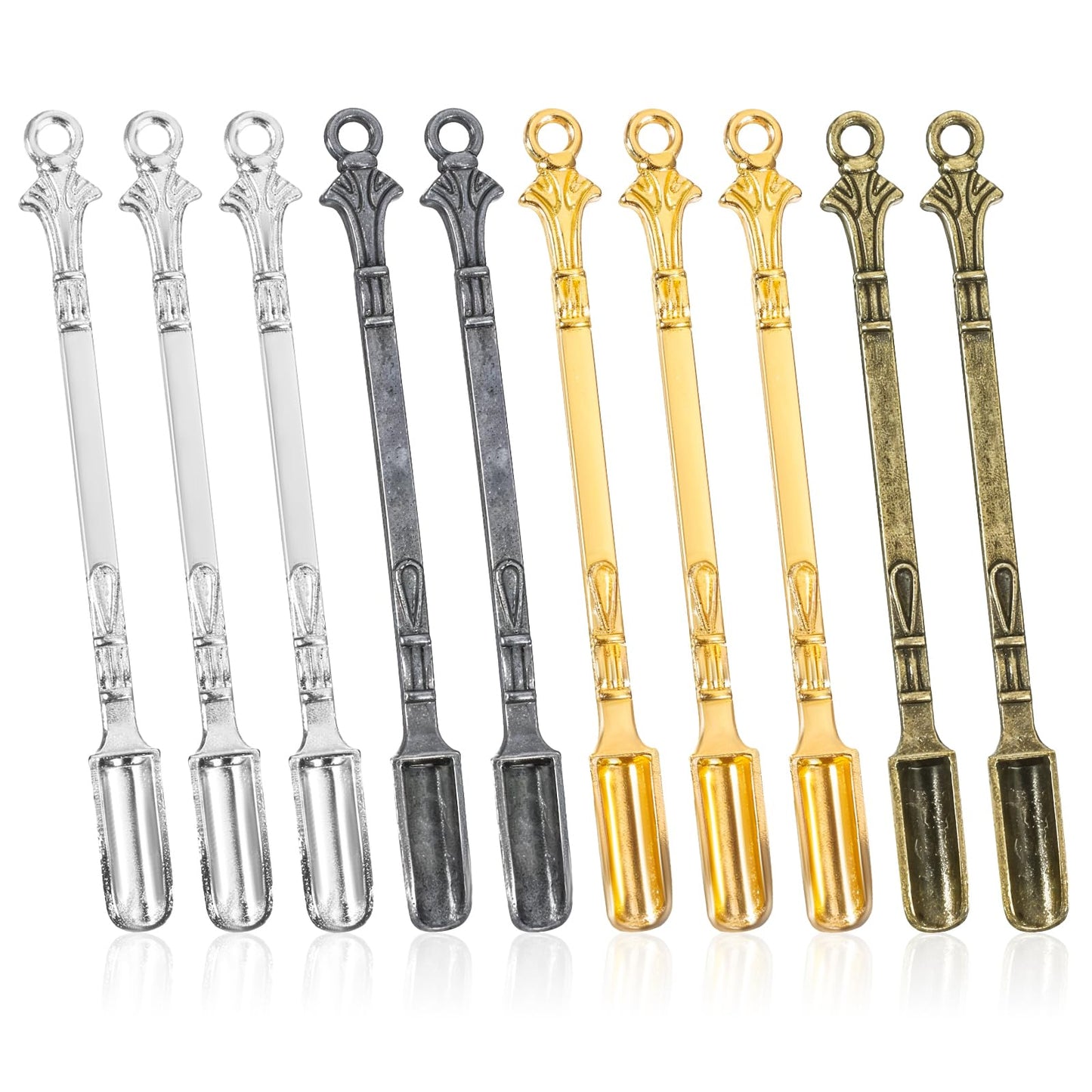 Lusofie10 Pcs Metal Mini Spoons Tiny Shovel Spoons Spice Spoons Spoon Necklace Mini Pendant for Daily Use DIY Design Necklace Keychain Making(Multicolor)