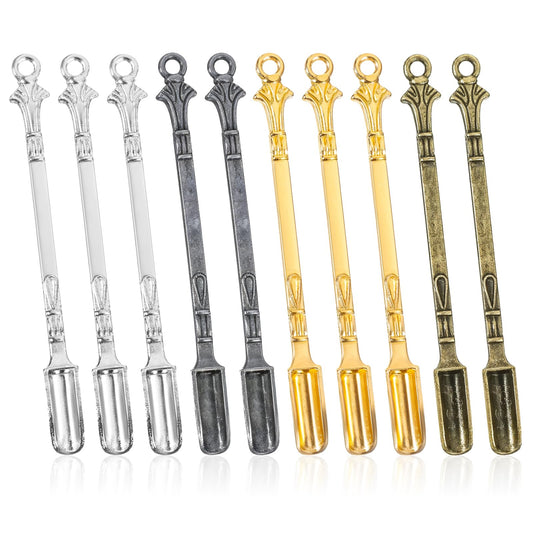 Lusofie10 Pcs Metal Mini Spoons Tiny Shovel Spoons Spice Spoons Spoon Necklace Mini Pendant for Daily Use DIY Design Necklace Keychain Making(Multicolor)