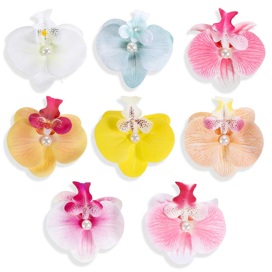 8Pcs orchid hair clip For Women - flower hair clips for women Wedding Bridal Beach Party - hawaiian hair accessories Fake Flower Hair Clips For Thin Thick Hairs