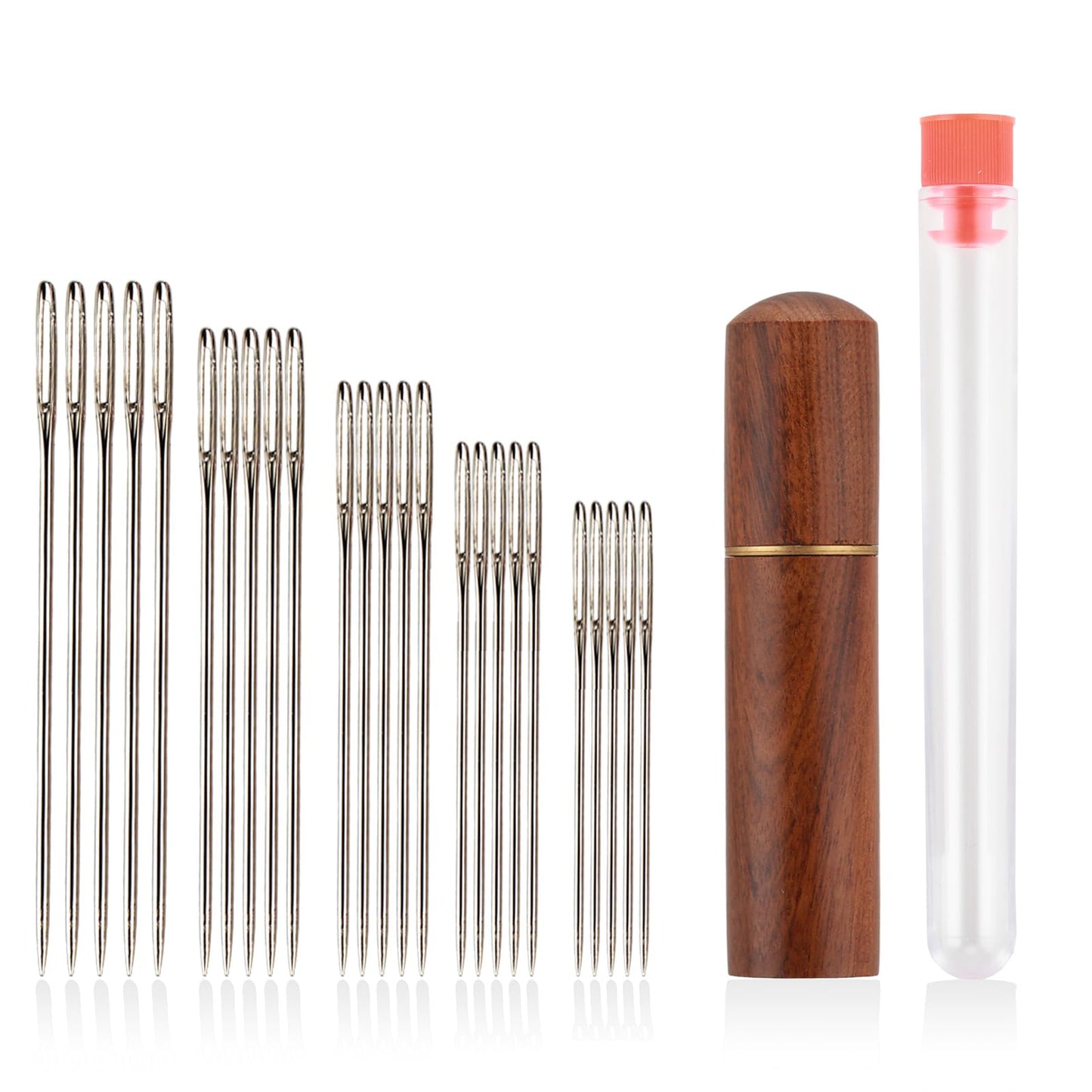 Lusofie 25pcs Large Eye Sewing Needles, Hand Sewing Needles 5 Sizes Embroidery Needles with Needle Case for Hand Sewing DIY