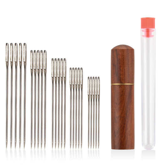 Lusofie 25pcs Large Eye Sewing Needles, Hand Sewing Needles 5 Sizes Embroidery Needles with Needle Case for Hand Sewing DIY