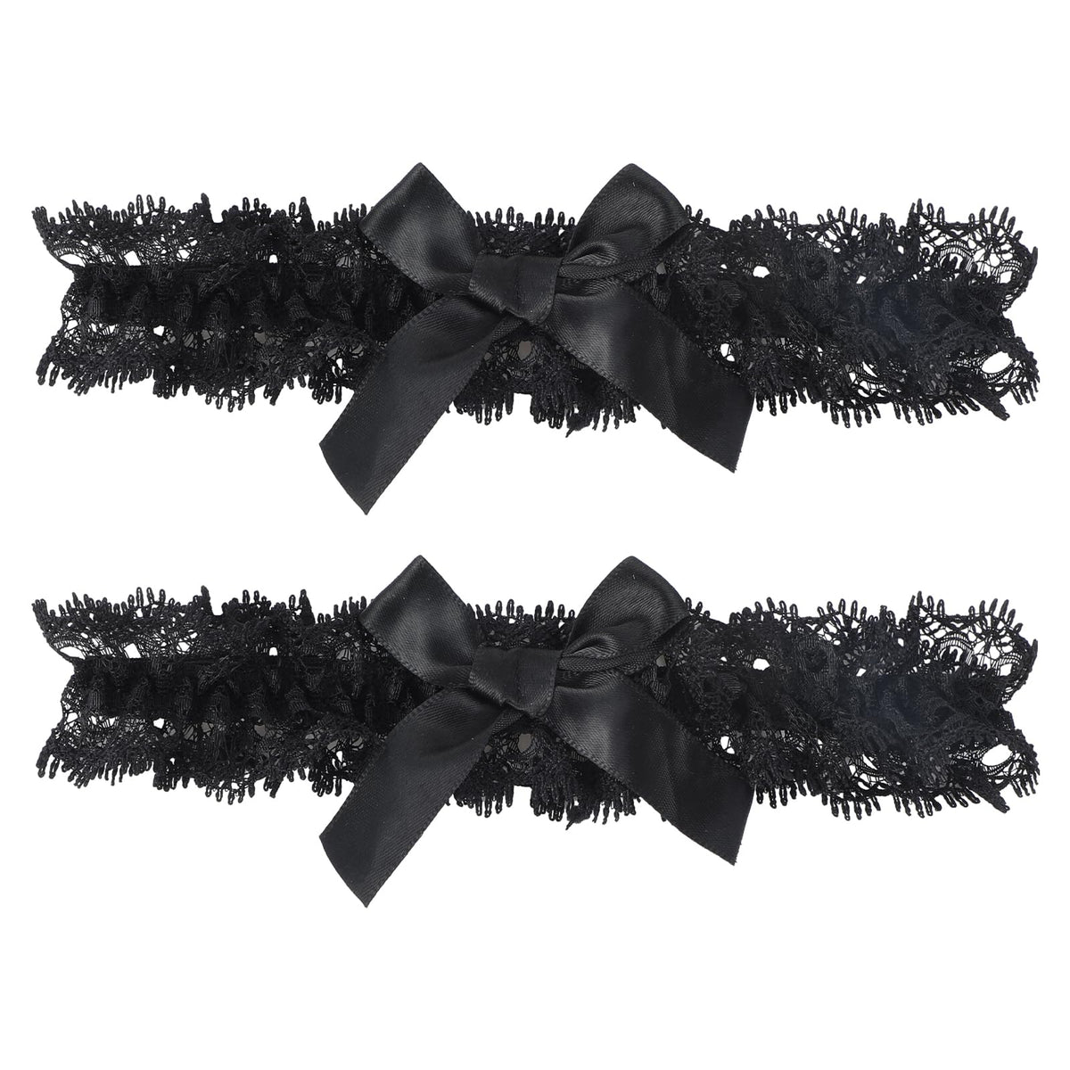 2 Pcs Black Lace Garter Belt Adjustable Thigh Garter with Bow