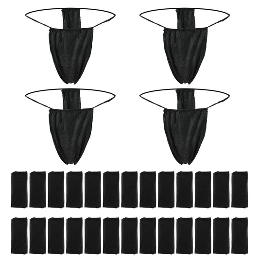Yolev 50 Pieces Disposable Thong Panties Non-woven Thong Disposable T Strap Thong Disposable Bikini Panties for Spray Tanning and Spa Black