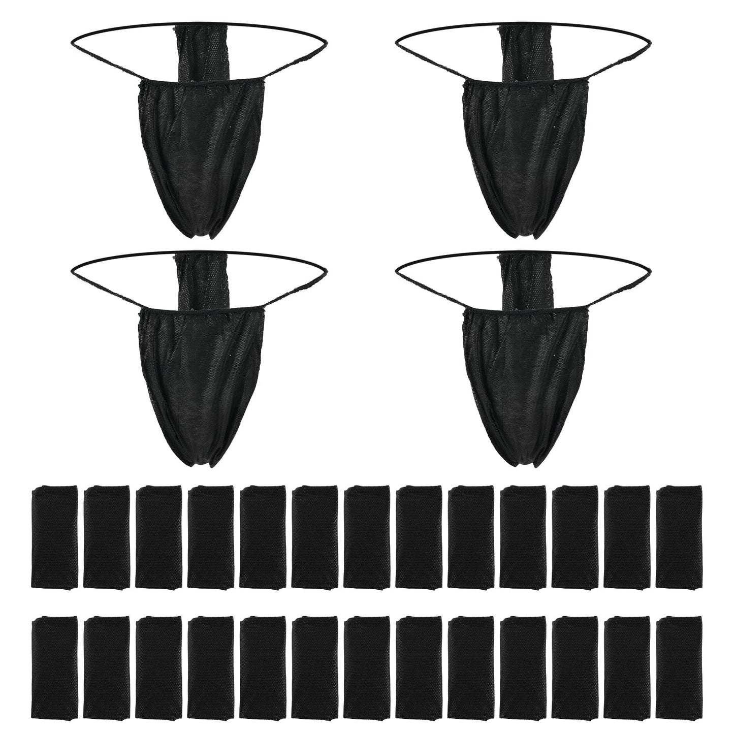 Yolev 50 Pieces Disposable Thong Panties Non-woven Thong Disposable T Strap Thong Disposable Bikini Panties for Spray Tanning and Spa Black