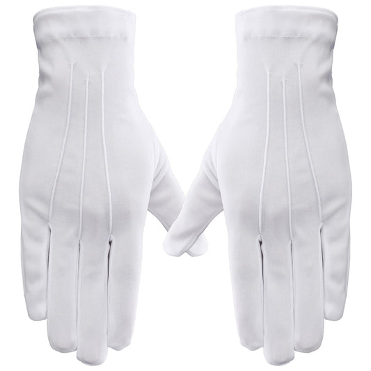 Lusofie 2 Pairs White Gloves Multi-function Cotton gloves Long White Gloves With Snaps For Waiter Santa Claus Parade Police Uniform Halloween Costume Decorations