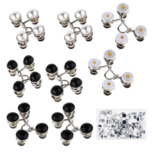 8 Set Adjustable Jeans Buttons Waist Tightener Detachable Jeans Button Tightener Pants Clips Reusable Pants Button Tightener Waist Adjuster for Pants Waistband Tightener for Dresses Blazers Slacks