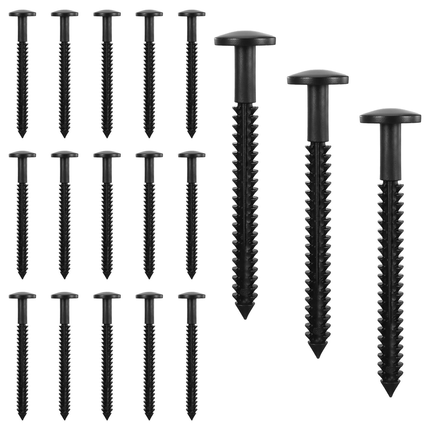 18 Pcs Vinyl Shutter Fasteners, 3 Inch Plastic Shutter Screws Window Panel Peg Lok Pins Black Shutter Spike Anchors for Exterior Wood, Aluminum & Vinyl Window Shutters