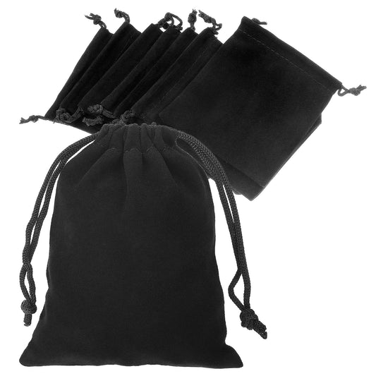 Telooco 20Pcs Black Velvet Bags with Drawstrings, Reusable Small Velvet Pouch, Jewelry Storage Candy Gift Packaging (810cm)