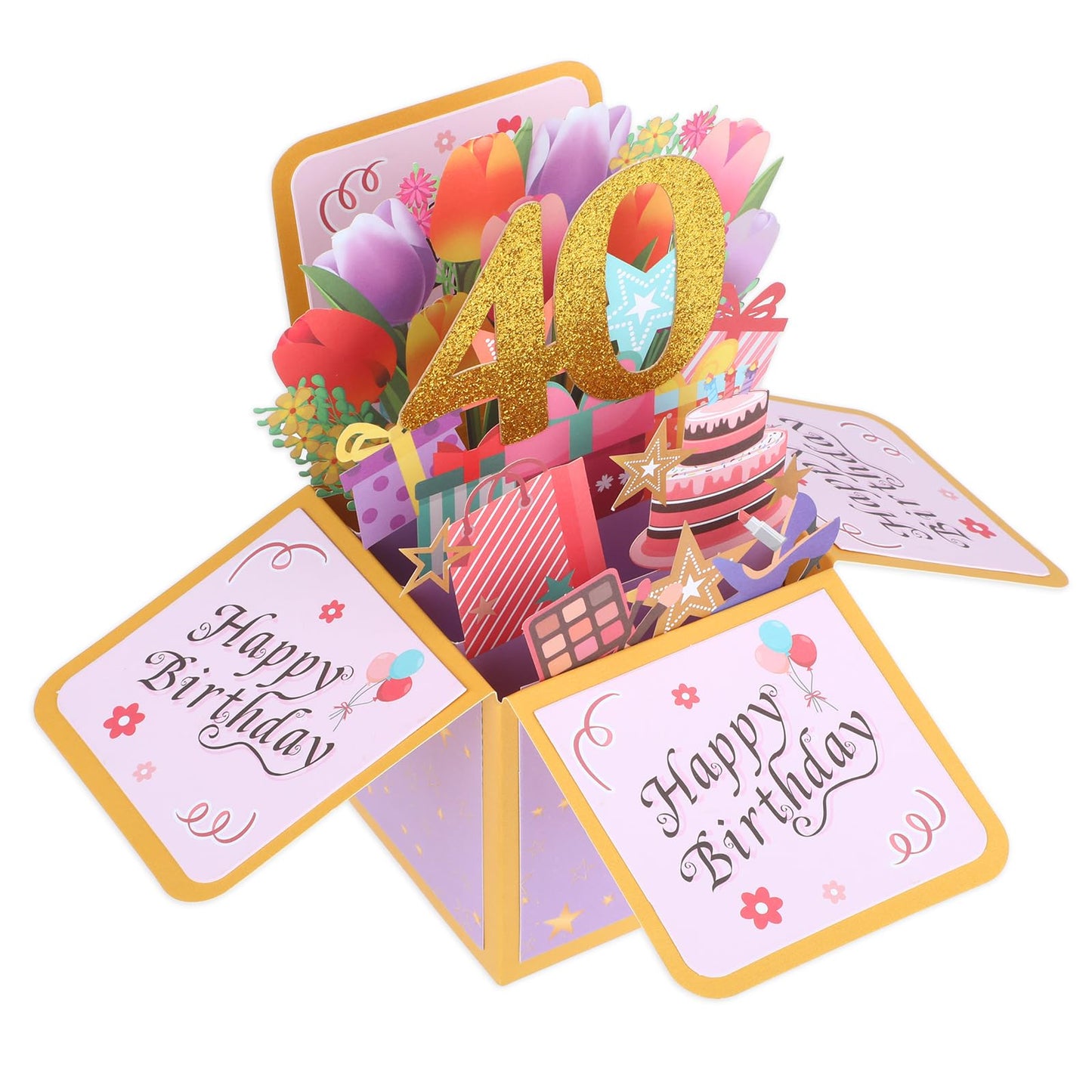 Lusofie 40th Birthday Pop up Birthday Cards Funny 3D Birthday Cards with Envelope and Note 40th Birthday Gifts Cards Greeting Card for Husband Wife Dad Mom(6" x 7")