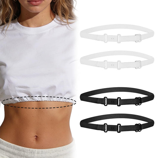 Fosaseua 4Pcs Shirt Tuck Band Adjustable Crop Top Band for Women