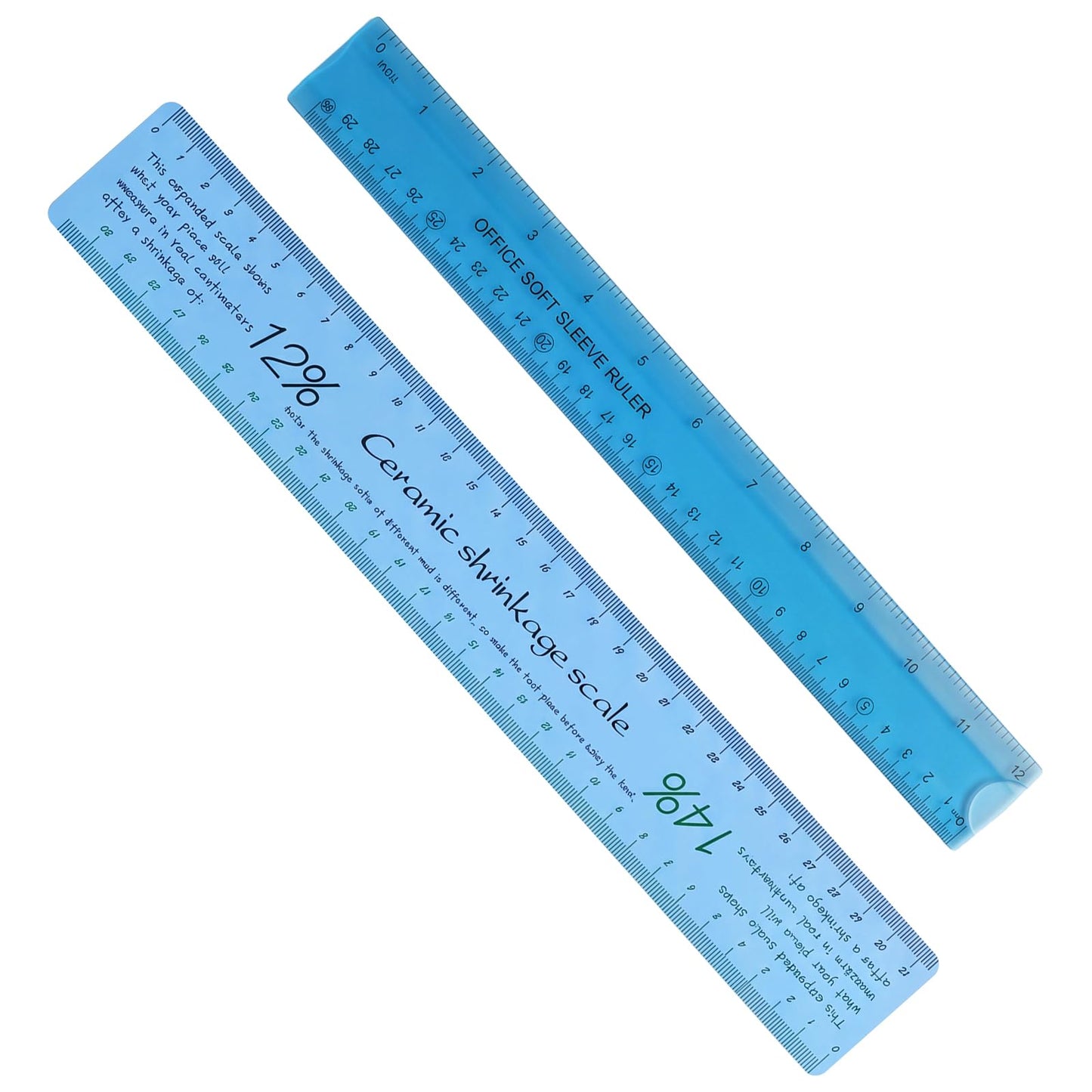 2 Pcs Ceramic Shrink Ruler Pottery Clay Measuring Ruler with Standard Scale Flexible Plastic Pottery Tool Supplies for Carving Shaping Clay Sculpture Modeling