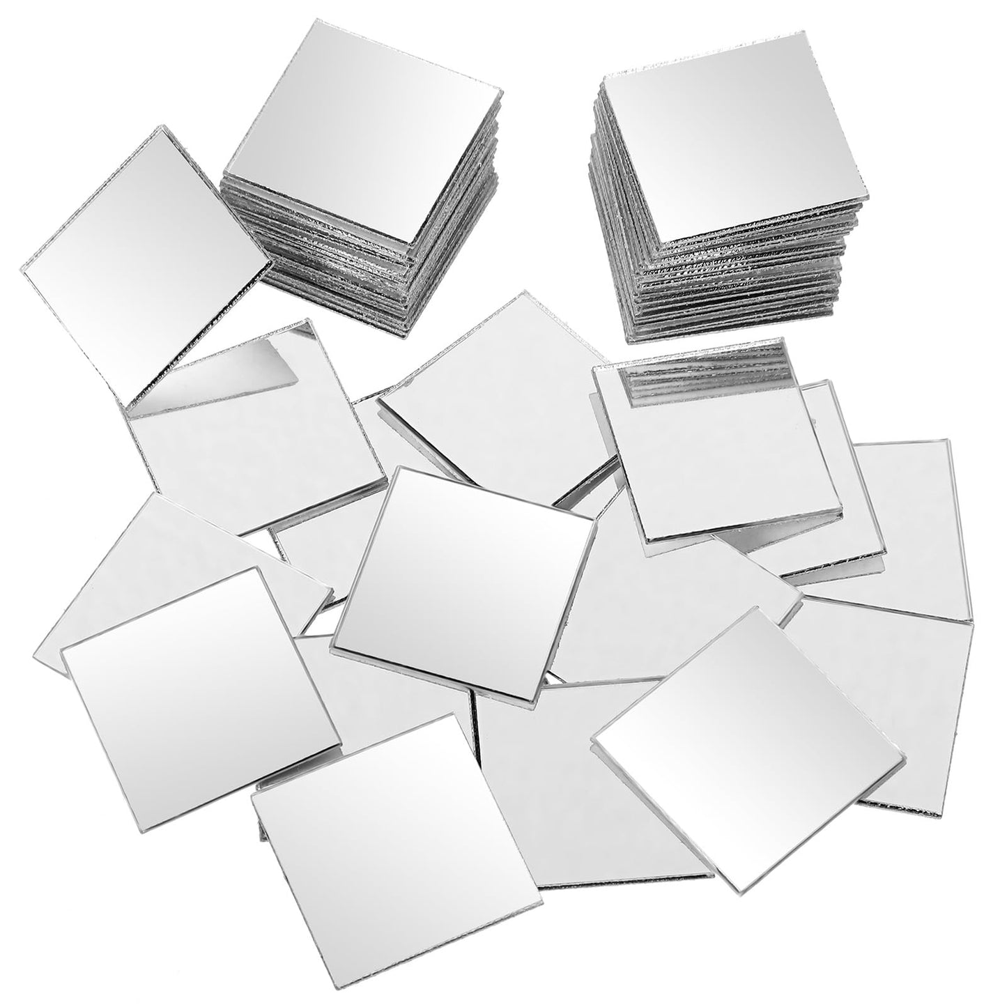 100pcs Mirror Mosaic Tiles 2.5 cm Mini Square Self Adhesive Mirror Tiles Sparkling Craft Mirror Mosaic Tiles Self Adhesive for Crafts and DIY Projects Supplies Home Wall Door Decoration Crafts