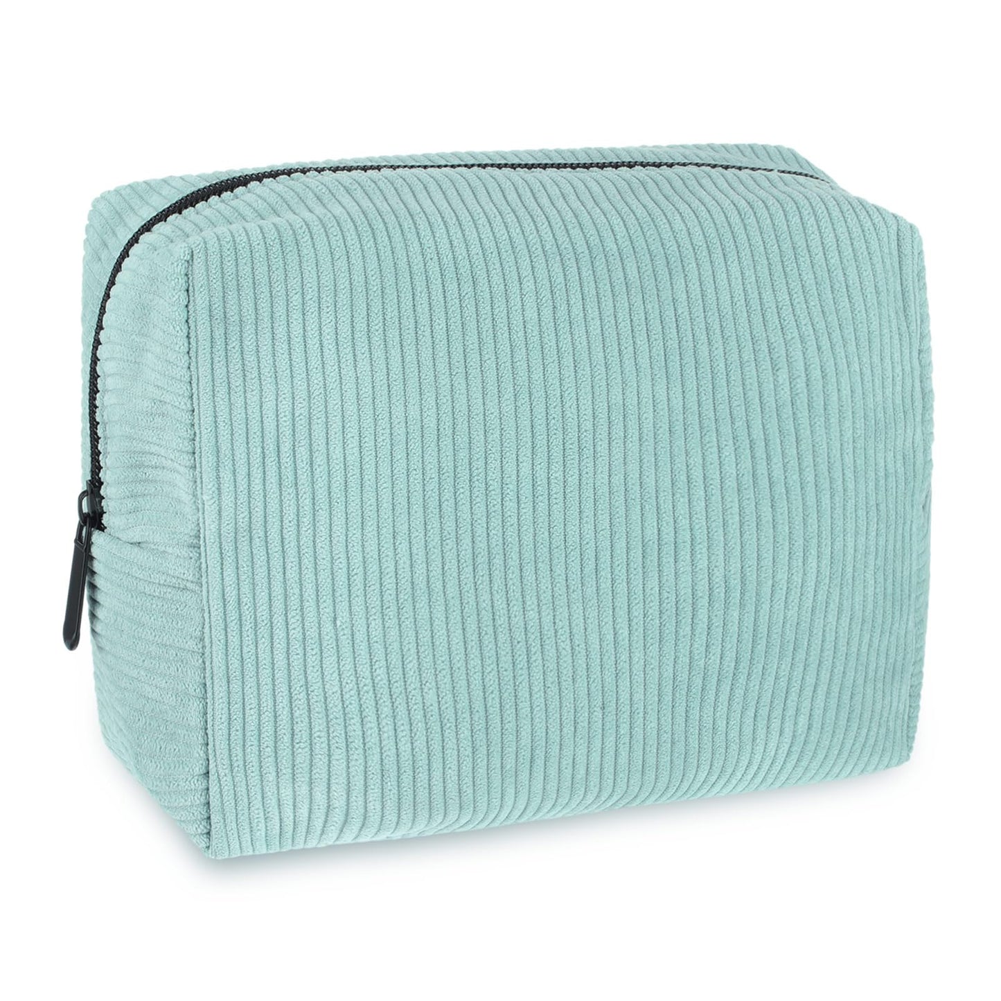 Portable Corduroy Makeup Bag with Zipper Small Makeup Bag for Purse Versatile Travel Cosmetic Bag Makeup Pouch Toiletry Bag Zipper Make Up Bag Makeup Brushes Storage Bag for Women Girls(Green)