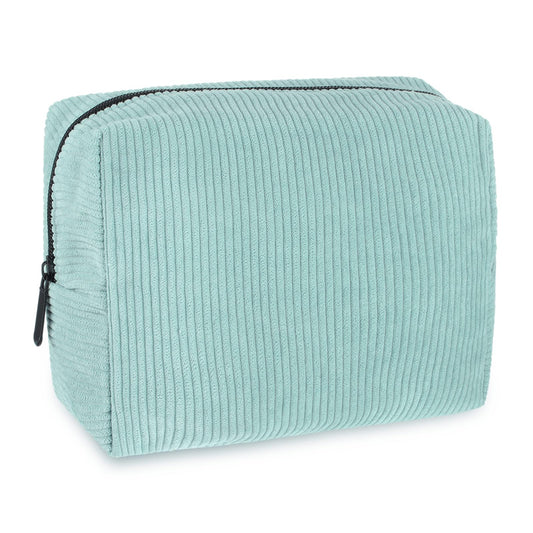 Portable Corduroy Makeup Bag with Zipper Small Makeup Bag for Purse Versatile Travel Cosmetic Bag Makeup Pouch Toiletry Bag Zipper Make Up Bag Makeup Brushes Storage Bag for Women Girls(Green)