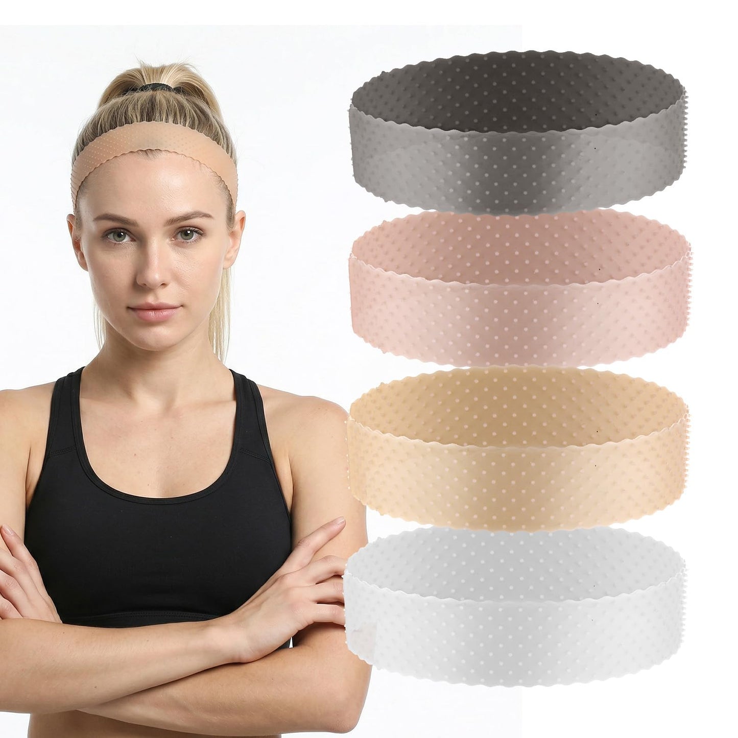 Ziuohaa 4Pcs Silicone Wig Grip Band - Non-Slip Adjustable Wig Headband For Women