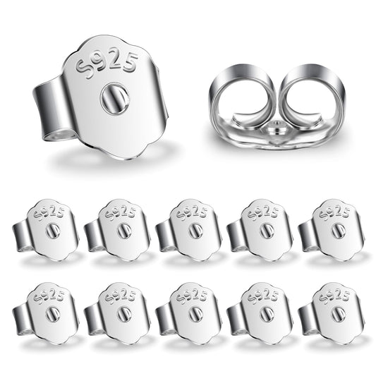 Lusofie 12Pcs Sterling Silver Earring Backs,S925 Silver Earring Backs Replacements Hypoallergenic Earring Backs Secure Ear Locking Pierced Earring Backs for Studs