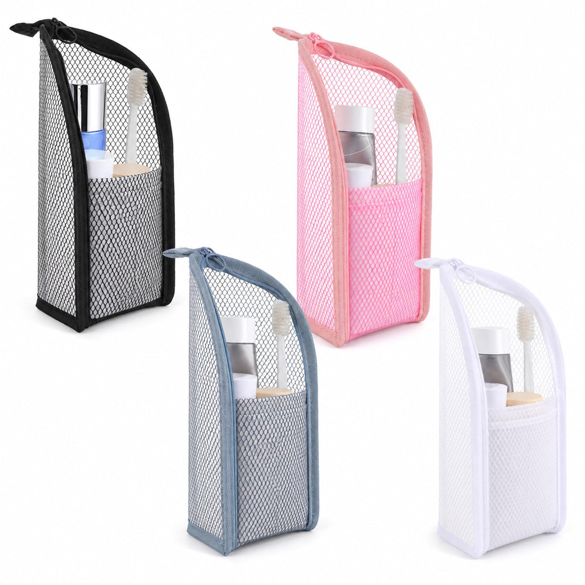 4Pcs Standing Toiletry Bag Waterproof Portable Foldable Makeup Cosmetic Bag