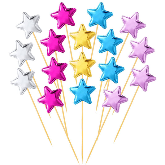 100pcs Star Cake Topper, Colorful Star Cupcake Toppers, Cupcake Toppers Sticks, Star Cake Decorations for Birthday Parties, Weddings, Engagements, Wedding Anniversaries, Bridal Showers(Colorful)