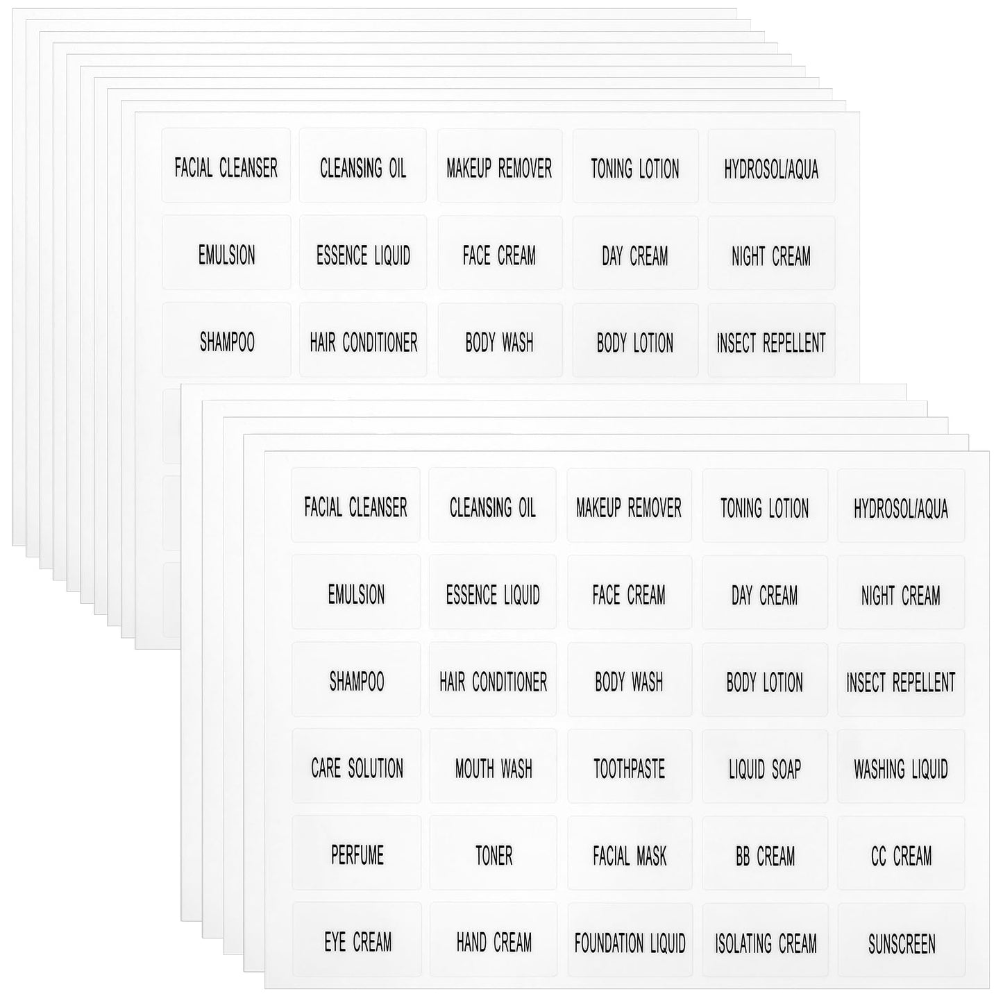 Lusofie 450pcs Waterproof Labels for Travel Size Toiletries Bottle Clear Bathroom Labels Travel Stickers for Bathroom Supplies and Cosmetics Classification.(1 * 0.6 Inch)