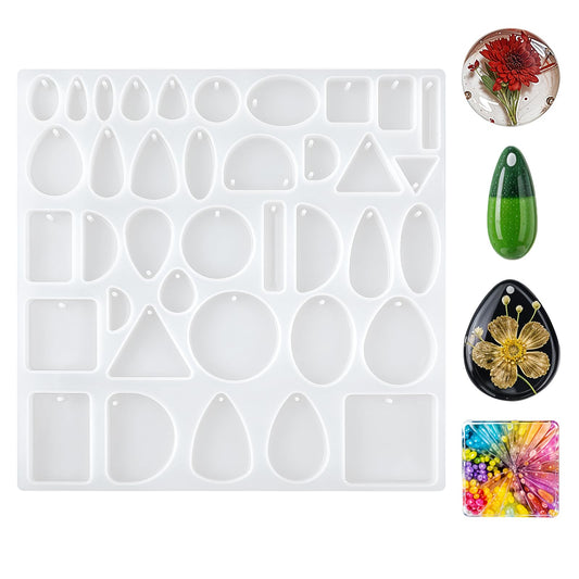 Lusofie 38 Cavity Resin Jewelry Molds Hanging Hole Silicone Molds for Resin DIY Silicone Molds for Epoxy Resin Silicone Molds for Crafts for Earring Pendant Jewelry Necklace Keychains Making