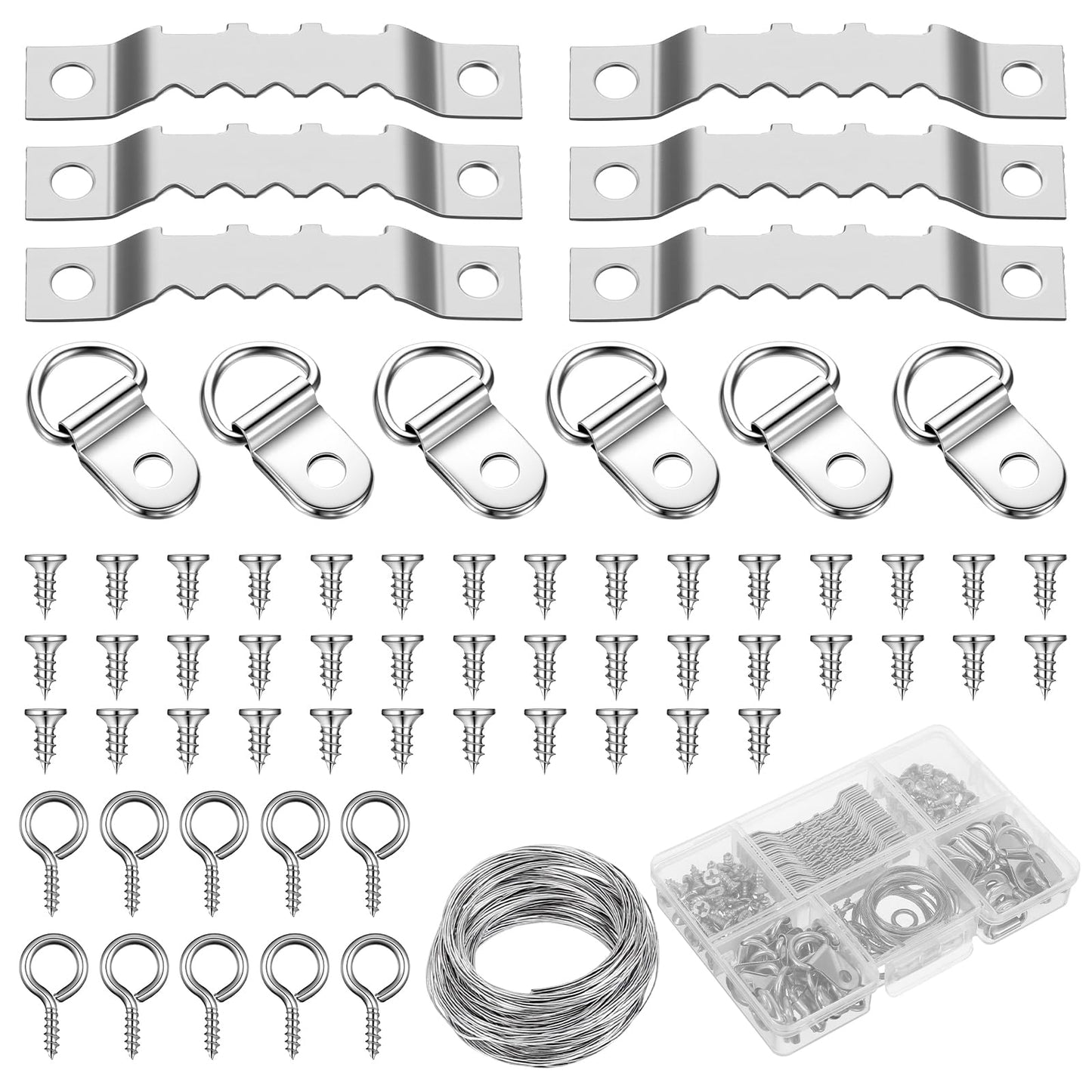Picture Hanging Wire Kit, 10Ft Picture Frame Wire, D-Ring Hangers, Heavy Duty Picture Hooks and Screws, 10-50 lbs Picture Hanging Kit for Photo Frames, String Lights, Clocks, Mirrors