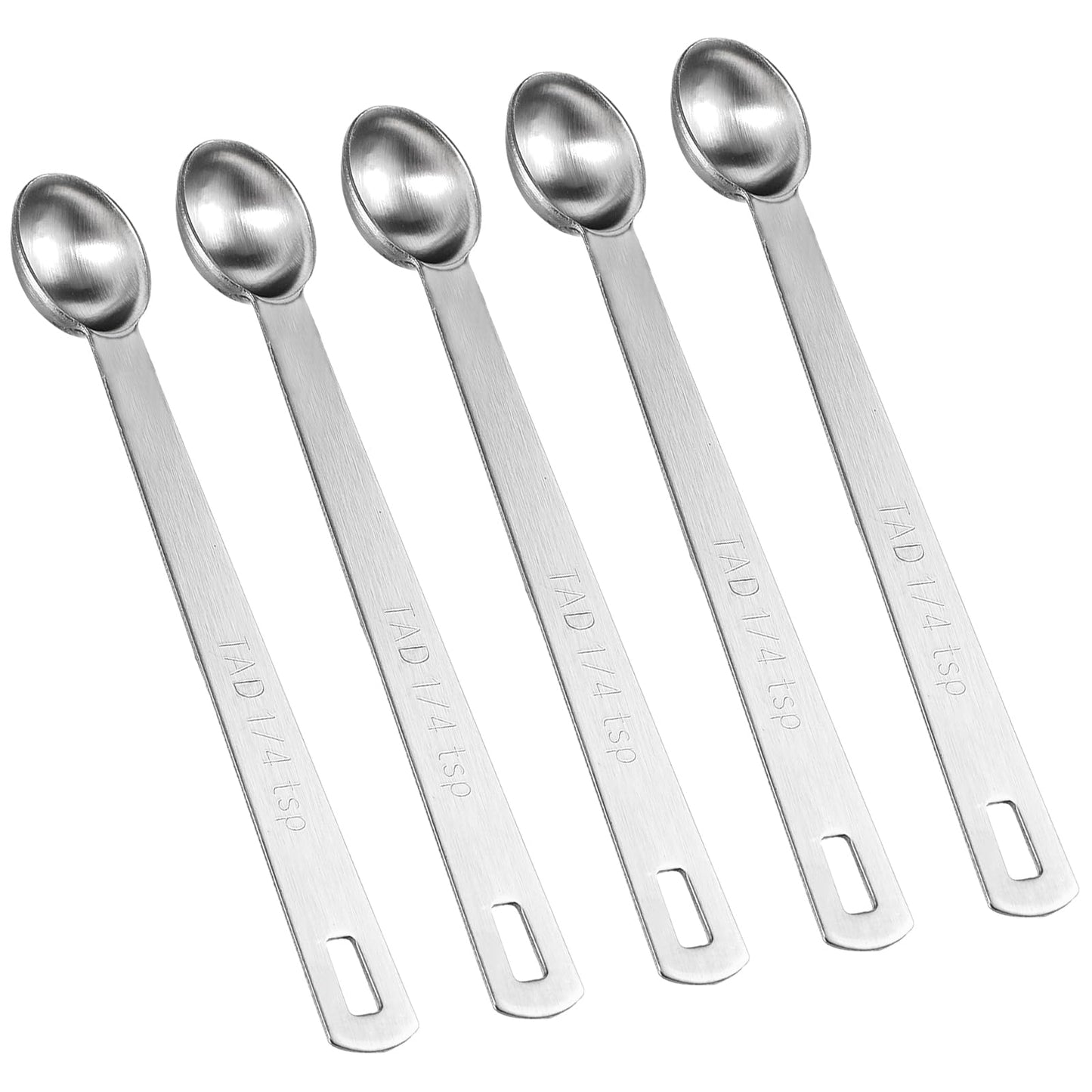 lusofie 5 Pcs 1/4 Teaspoon Measuring Spoons Mini Spoons Stainless Steel Measuring Spoons for Kitchen Cooking Spoon Coffee Spoon (Silver)