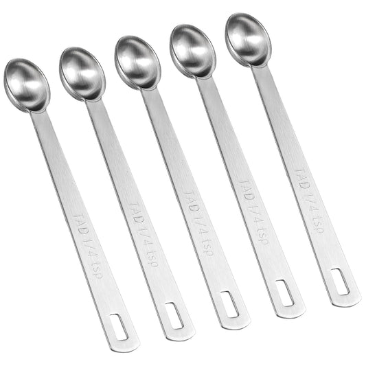 lusofie 5 Pcs 1/4 Teaspoon Measuring Spoons Mini Spoons Stainless Steel Measuring Spoons for Kitchen Cooking Spoon Coffee Spoon (Silver)