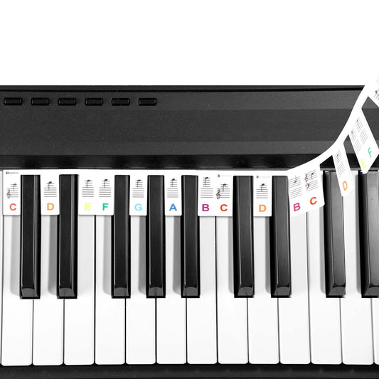 Piano Keyboard Stickers 88 Keys Removable Piano Key Labels Keyboard Piano for Beginners 88 Key Silicone Piano Accessories Piano Notes Guide Key Labels Keyboard Letter Stickers Colorful