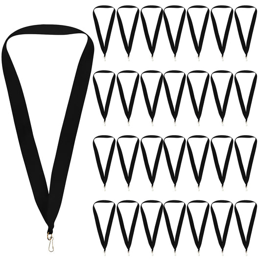 DIVINA VITAE 30 Pcs Black Neck Ribbons for Medal Award Ribbons Flat Lanyards with Snap Clips Ribbons for Medals for Kids Adults Student All Types of Competitive Events