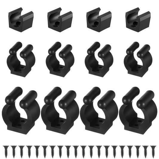 Fiyooau 12 Pieces Pool Cue Holder Clips with Screws - 3 Sizes Billiards Snooker Cue Holder Clamps - Fishing Rod Clips for Pool Cues Rack Fishing Pole Storage Locating Supplies