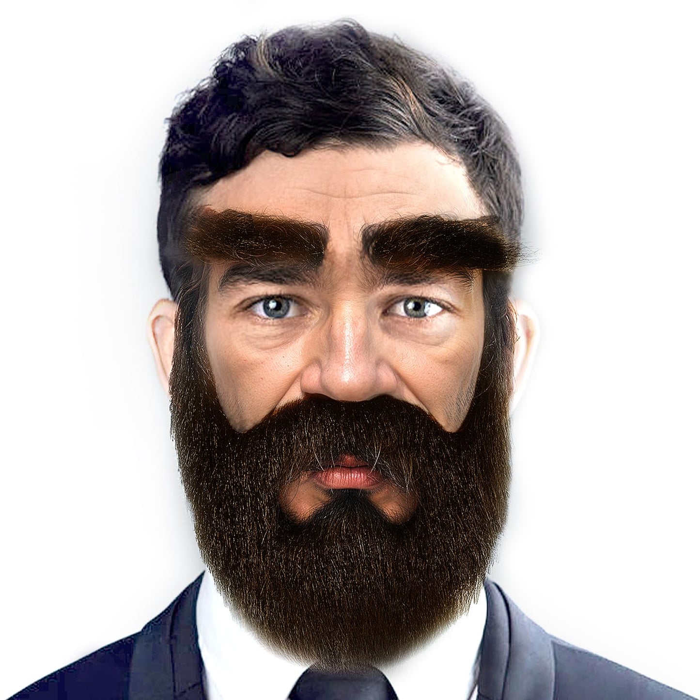 Fake Moustache and Eyebrows Set Self Adhesive Novelty Hairy Costume Facial Hair for Halloween Cosplay Party Supplies Decorations Stick On Moustache and Fake Beard Suitable for All Ages(Brown)