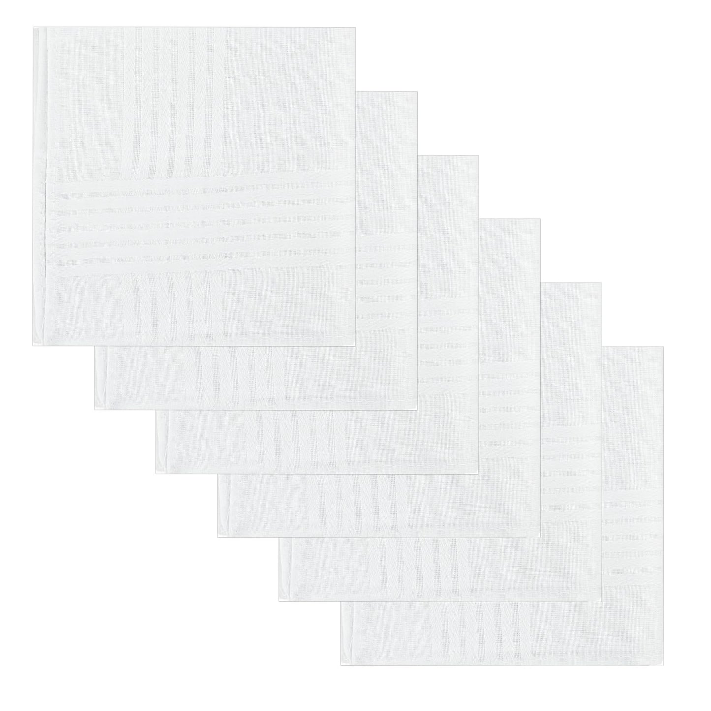 6Pcs Cotton Handkerchiefs, White Men's Handkerchiefs & Pocket Squares Soft White Pure Cotton Hanky
