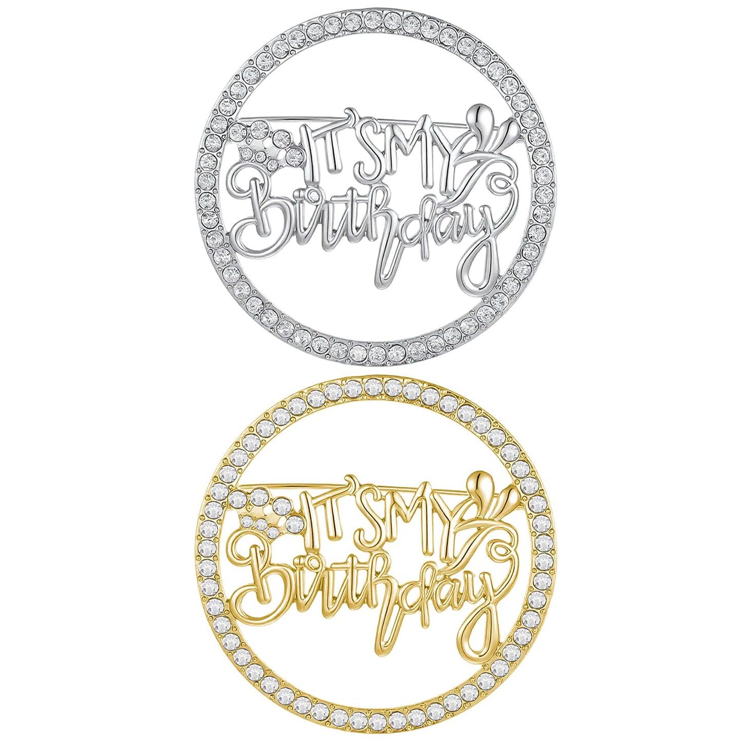 2pcs Birthday Brooch Pins,Bling Luxury Rhinestone Brooches