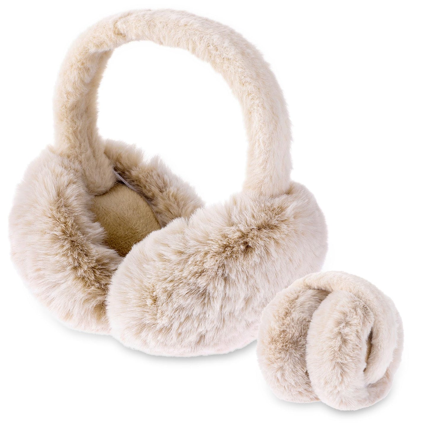 Lusofie Women's Earmuffs Faux Fur Warm Earmuffs Winter Cute Plush Ear Warmer Ear Covers Ear Muffs for Winter(Beige)