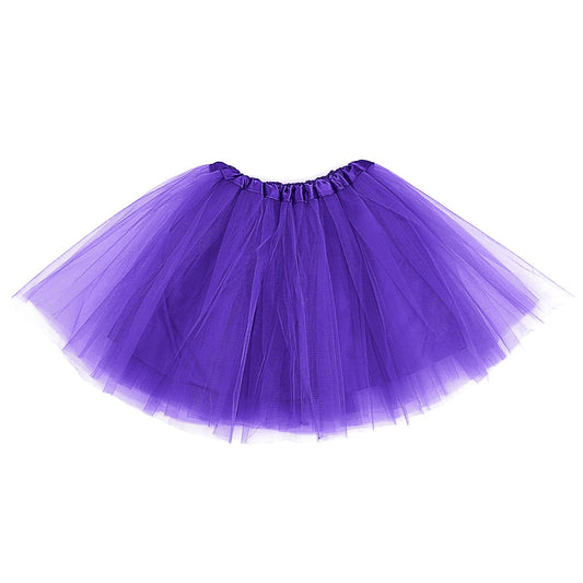 Adult Tulle Tutu Skirt 1950s Vintage Tulle Bubble Tutu Skirt Prom Party Skirt Elastic 3 Layer with Lining for Women (Dark Purple)