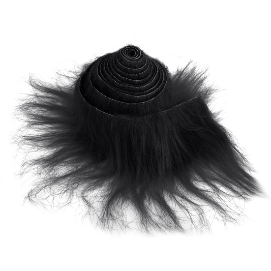 Lusofie 1Pc Black Fur Fabric 2x60inch Shaggy Faux Fur Precut Strips Plush Fluffy Craft Fur for Gnomes Beard Santa Claus Hair Dwarf Cosplay Costume DIY Craft Christmas Decoration