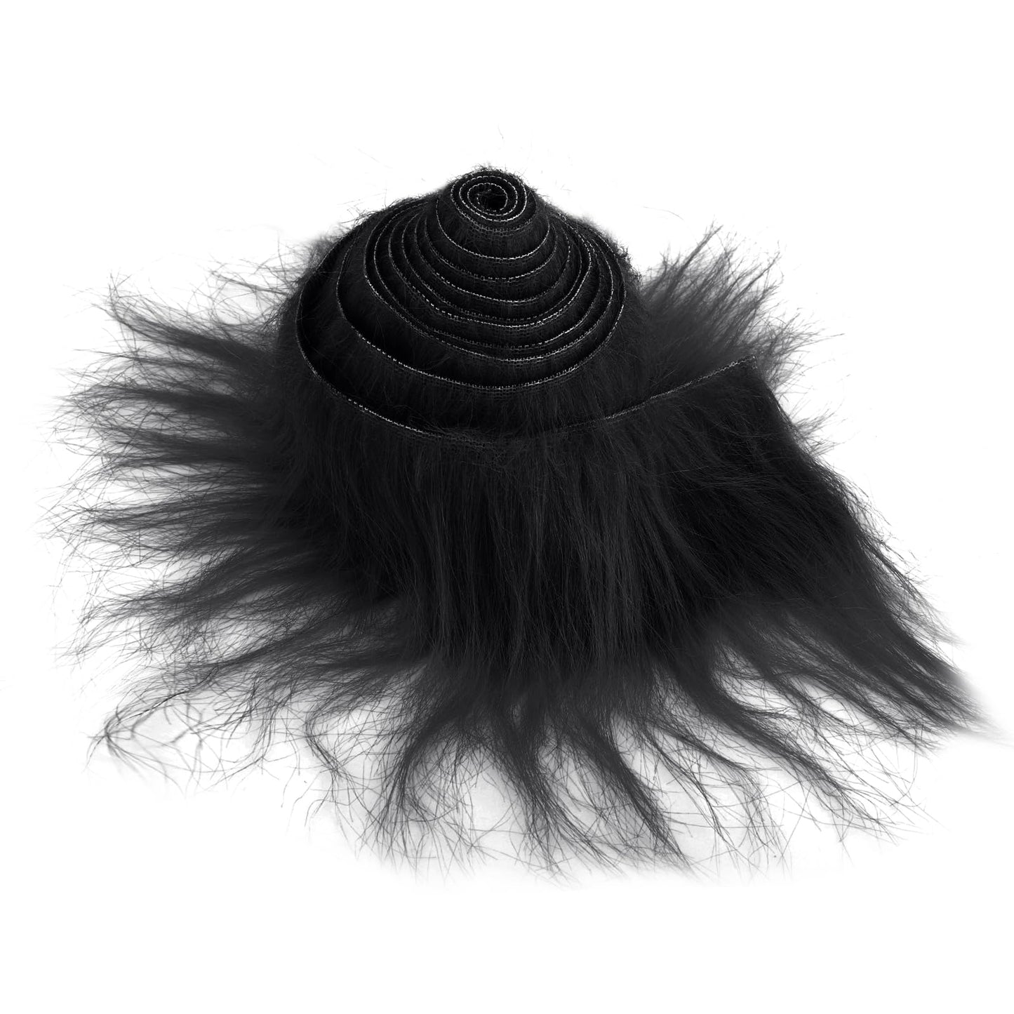 Lusofie 1Pc Black Fur Fabric 2x60inch Shaggy Faux Fur Precut Strips Plush Fluffy Craft Fur for Gnomes Beard Santa Claus Hair Dwarf Cosplay Costume DIY Craft Christmas Decoration