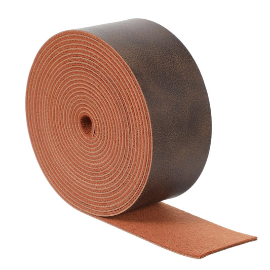 Leather Strap for Crafts - 1 Inch Wide Full Grain Flat Leather Strips, 78 Inches Long Brown Leather Strip for DIY Craft Projects Belt Clothing