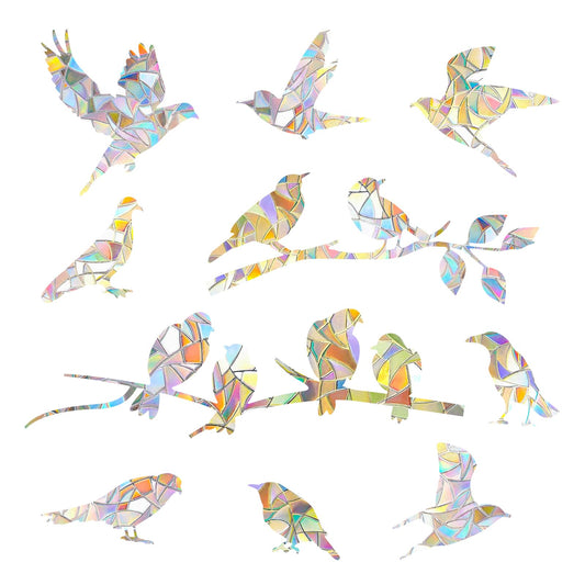 Lusofie 40Pcs Non-Adhesive Rainbow Window Clings, Window Decals to Prevent Bird Strikes, Reusable Bird Anti-Collision Window Stickers, Hummingbird Stickers for Protect Glass Door